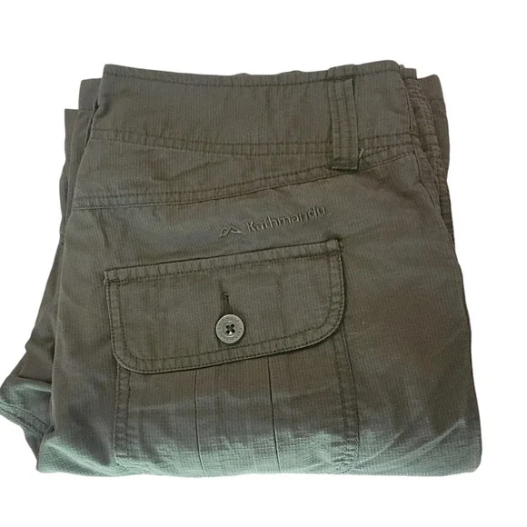 Kathmandu Cargo Olive Green Hiking Fishing Pants With Zip off Bottom Wmn's Sz 12 - Picture 8 of 9